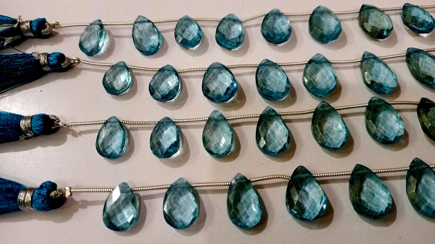 Natural London Blue Topaz Pear Shape Faceted 8x13 to 10x15mm Graduated Gemstone Beads Sold Per strand 8 inches Long Great Quality Beads