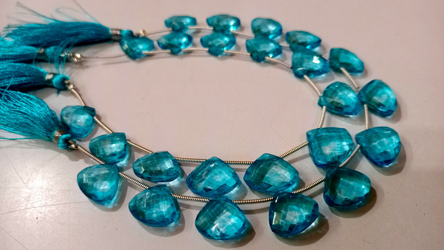 Natural Swiss  Blue Topaz Heart Shape Faceted 13-15 mm Graduated Gemstone Beads Sold Per strand 8 inches Long Great Quality Beads