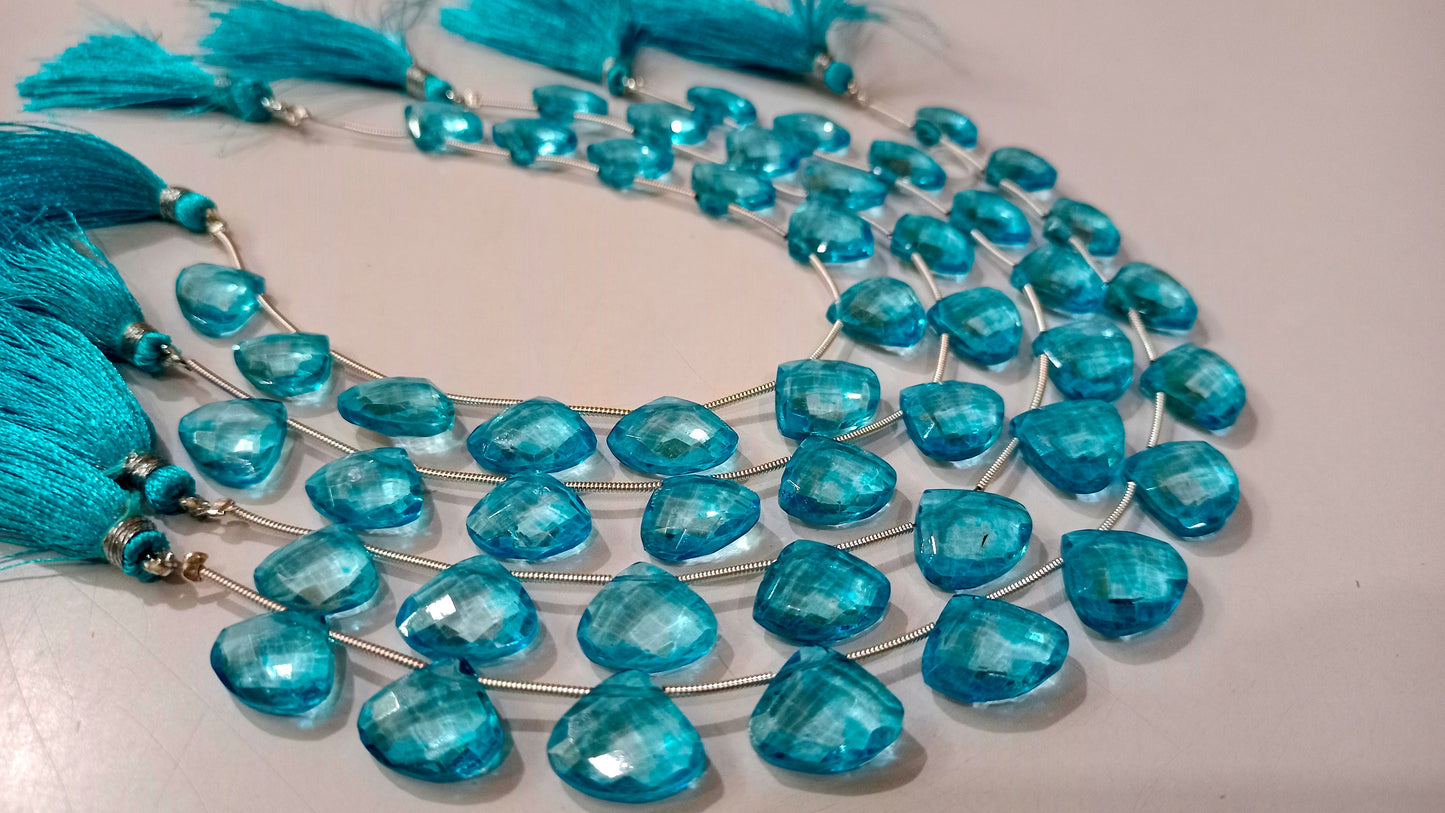 Natural Swiss  Blue Topaz Heart Shape Faceted 13-15 mm Graduated Gemstone Beads Sold Per strand 8 inches Long Great Quality Beads