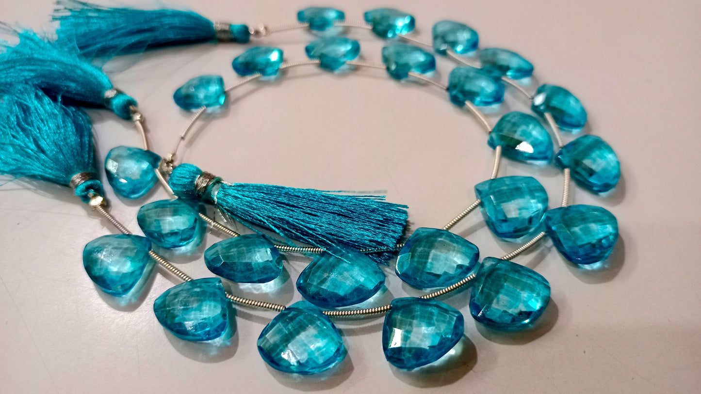 Natural Swiss  Blue Topaz Heart Shape Faceted 13-15 mm Graduated Gemstone Beads Sold Per strand 8 inches Long Great Quality Beads