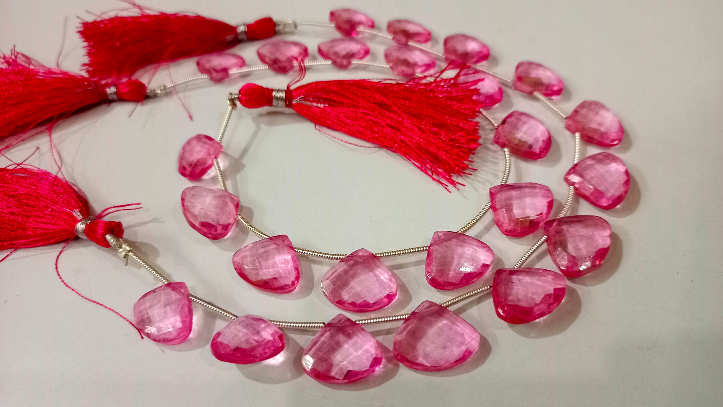 Natural Pink Topaz Heart Shape Faceted 13-15 mm Graduated Gemstone Beads Sold Per strand 8 inches Long Great Quality Beads