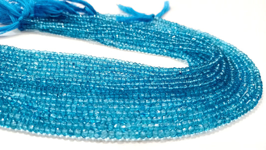 Natural Swiss Blue Topaz Rondelle Faceted 3.5-4mm  Beads Sold Per Strand 13 Inches Long Great Quality Gemstone Beads