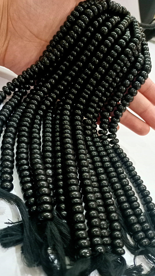 Natural Gemstone Black Spinel Rondelle Plain Smooth Beads Sold Per Strand 8 Inches Long Great Quality Beads Choose the size
