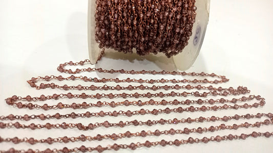 Rhodonite 3mm Rondelle Faceted Rosary Beaded Sterling Silver Chain Sold Per Foot Great Quality Chain