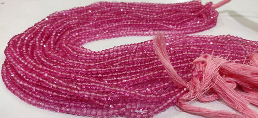 Natural Pink Topaz Rondelle Faceted 3.5-4mm  Beads Sold Per Strand 13 Inches Long Great Quality Gemstone Beads