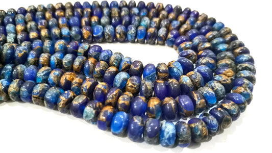 Natural Lapis Lazuli  Copper Turquoise Rondelle Plain 8mm Beads Sold Per Strand 8 Inches Long Great Quality Mohave Gemstone  Beads