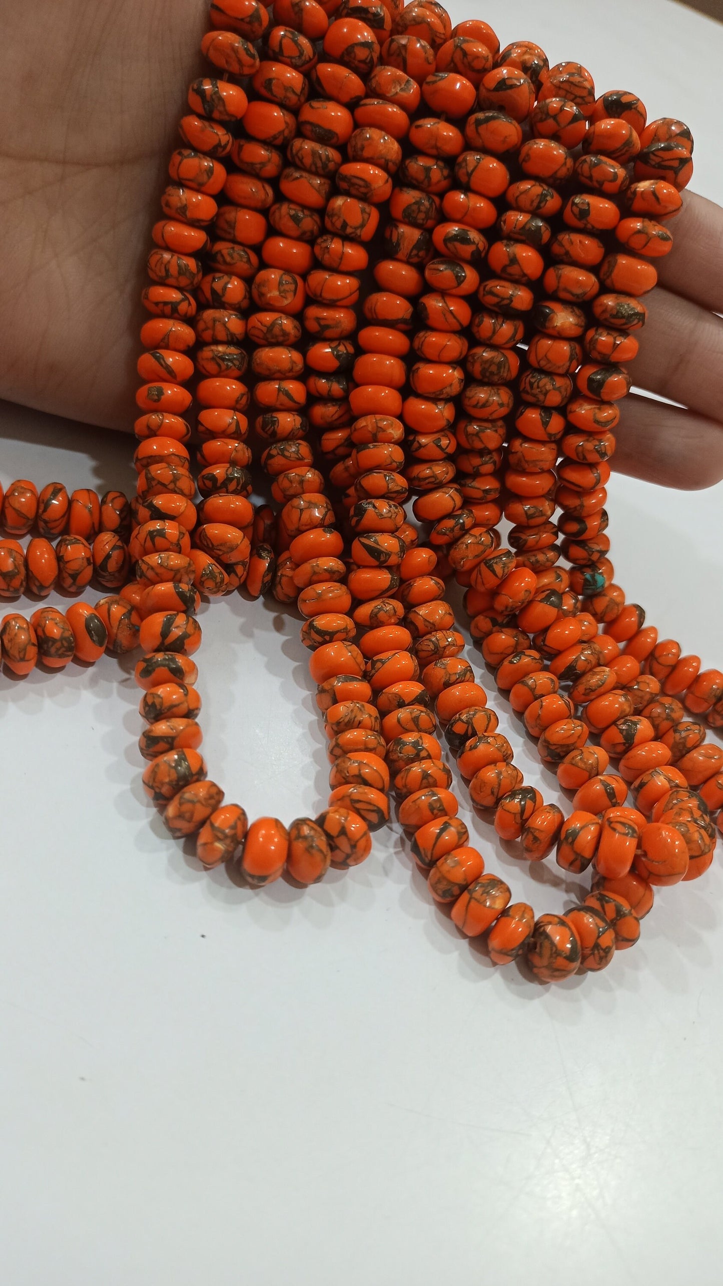 Natural Mohave Carnelian Copper Turquoise Rondelle Plain Beads Sold Per Strand 8 Inches Long Great Quality Mohave Gemstone  Beads