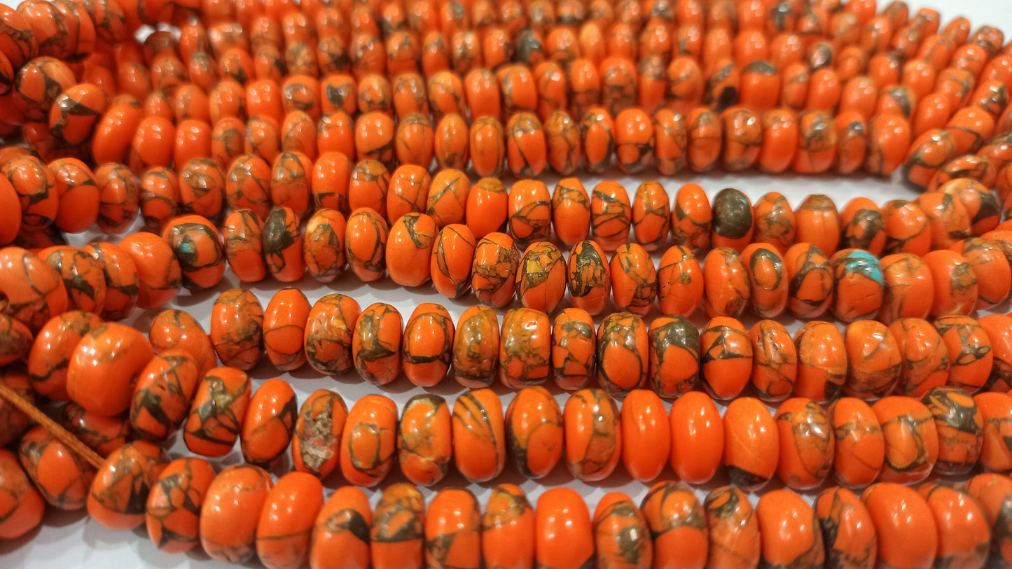 Natural Mohave Carnelian Copper Turquoise Rondelle Plain Beads Sold Per Strand 8 Inches Long Great Quality Mohave Gemstone  Beads