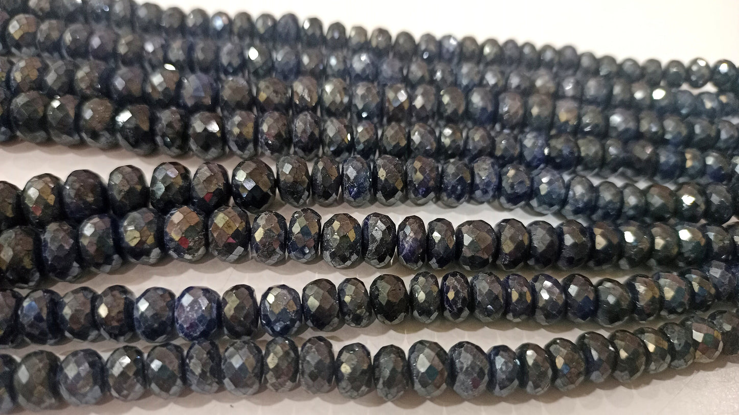 Natural Blue Sapphire Mystic Coated Rondelle faceted 8mm Beads Sold per Strand 8 Inches Long Great Quality Gemstone Beads