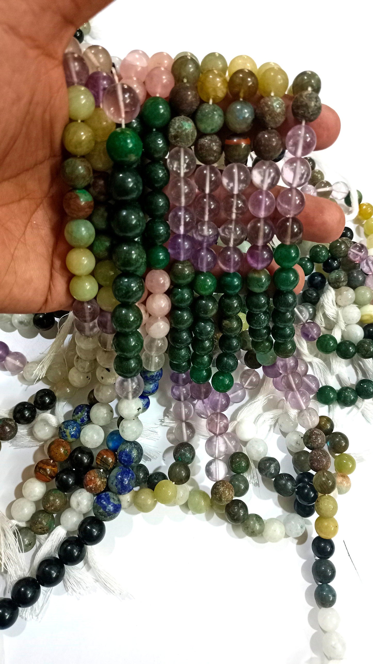 Natural Multi Gemstone Round Plain Smooth 9-10mm Beads Sold Per Strand 13 Inches Long Great Quality Jewelry Making Beads