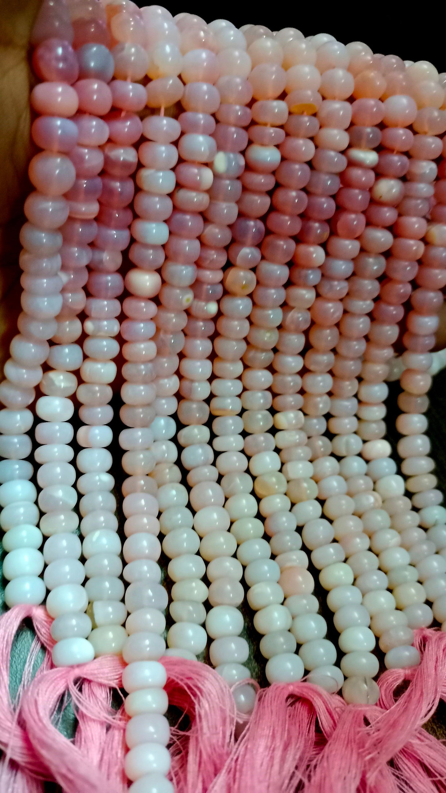 Natural Pink Opal Rondelle Plain Smooth 7to9mm Opal Beads Strand 8 Inches Long Top Quality Jewelry Making Beads