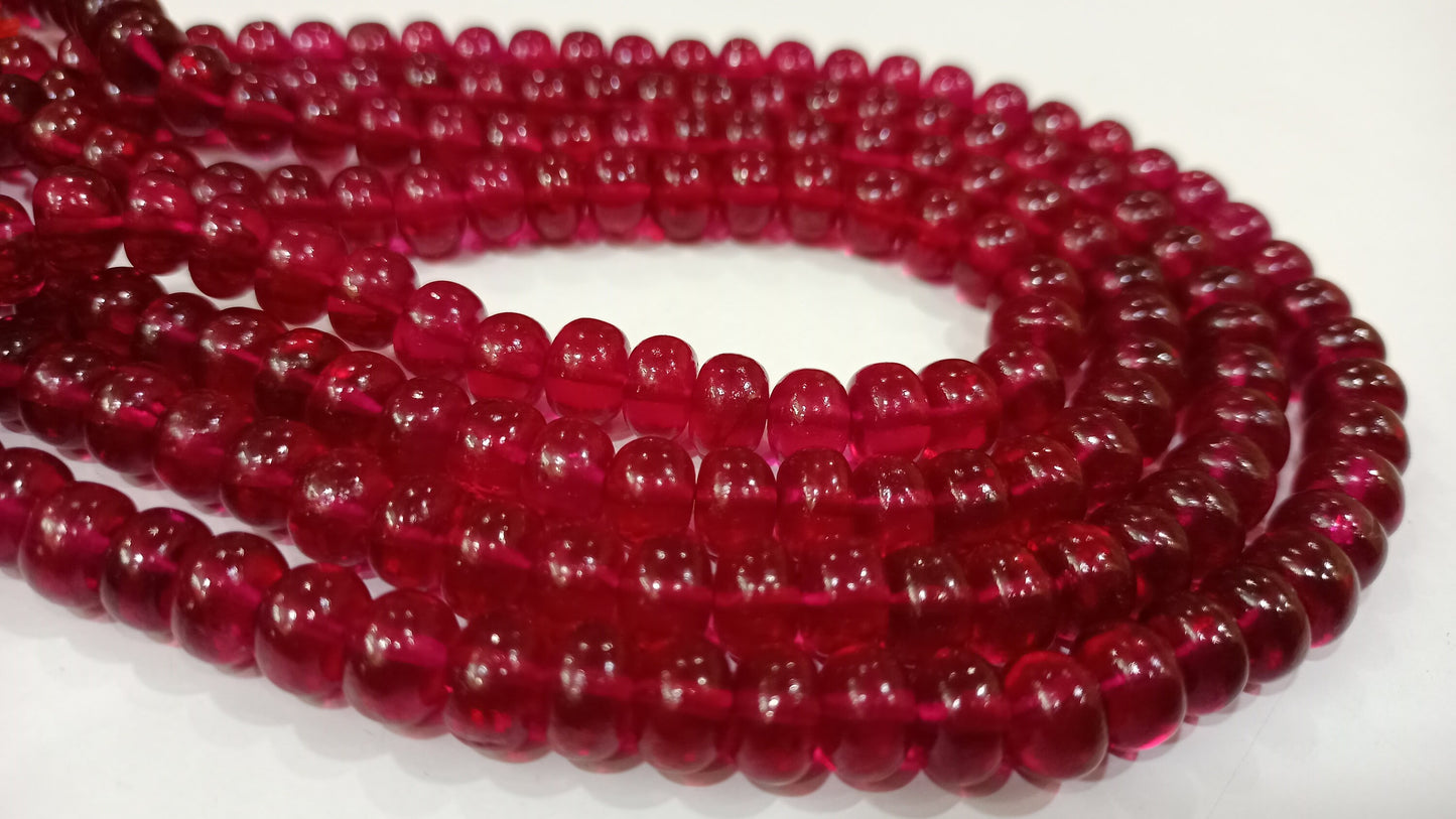 Exotic Ruby Top Quality Rondelle Pain Smooth 7-8mm Beads Sold Per Strand 8 inches Long best quality Jewelry making Beads