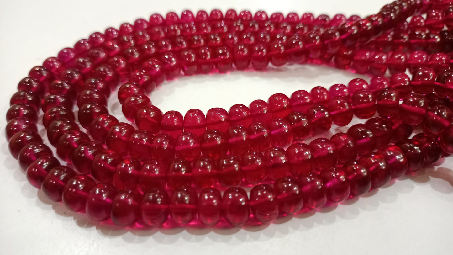 Exotic Ruby Top Quality Rondelle Pain Smooth 7-8mm Beads Sold Per Strand 8 inches Long best quality Jewelry making Beads