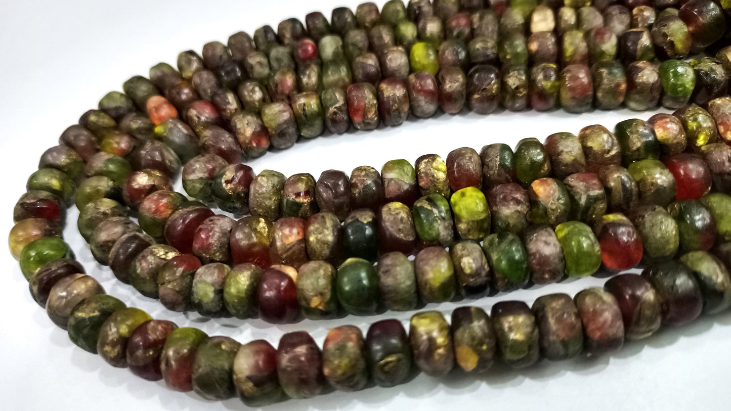 Natural Green Red Copper Turquoise Rondelle Plain Smooth 8mm Beads Sold Per Strand 8 inches Long Great Quality Gemstone beads