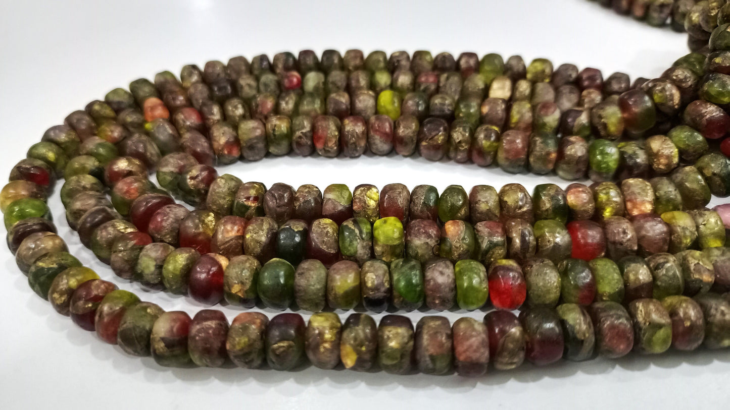 Natural Green Red Copper Turquoise Rondelle Plain Smooth 8mm Beads Sold Per Strand 8 inches Long Great Quality Gemstone beads