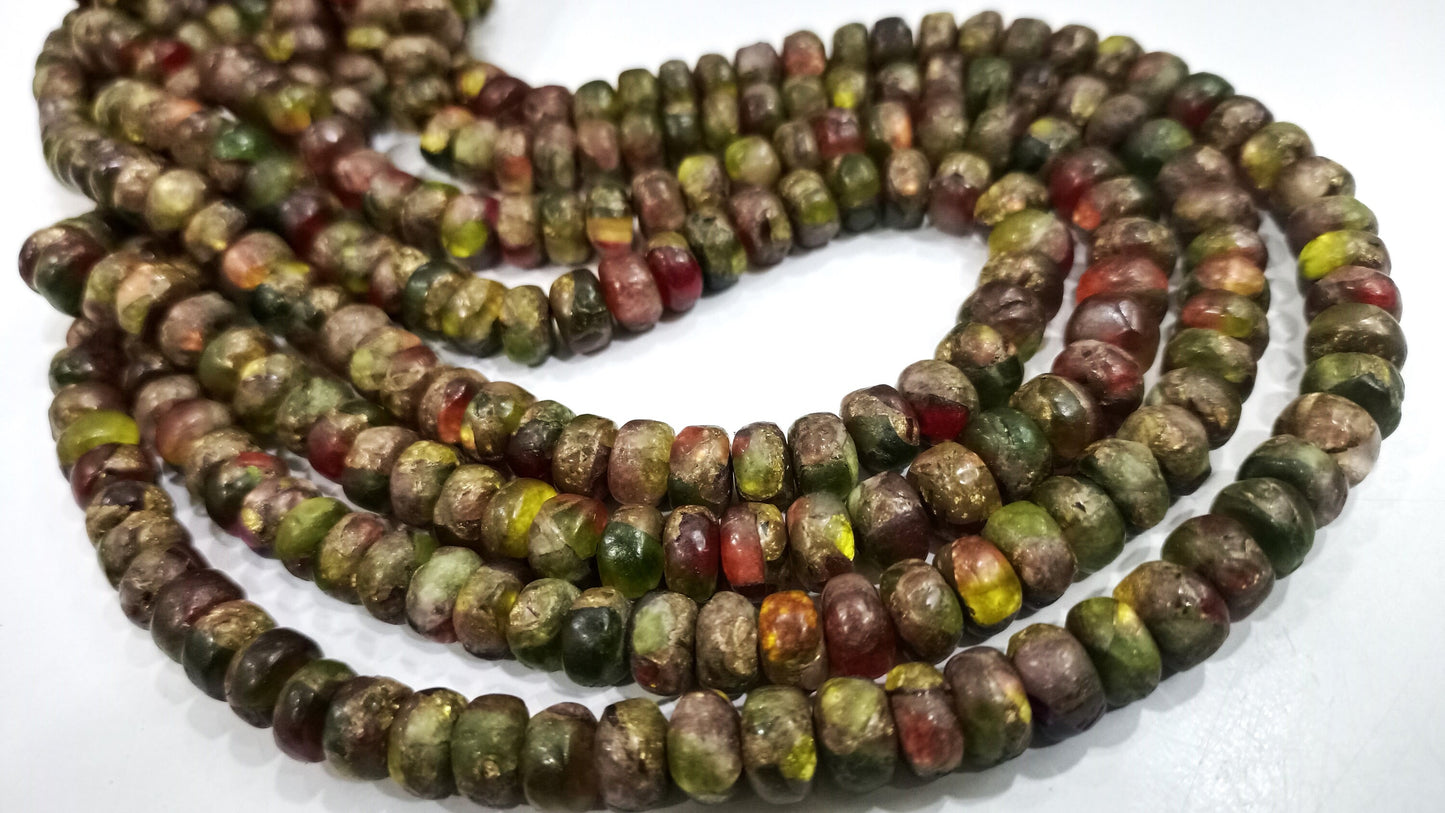 Natural Green Red Copper Turquoise Rondelle Plain Smooth 8mm Beads Sold Per Strand 8 inches Long Great Quality Gemstone beads