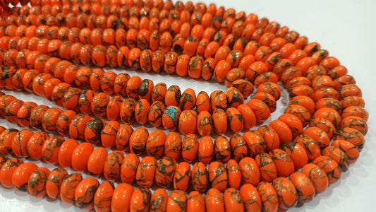 Natural Mohave Carnelian Copper Turquoise Rondelle Plain Beads Sold Per Strand 8 Inches Long Great Quality Mohave Gemstone  Beads