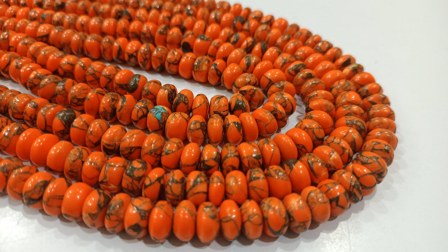 Natural Mohave Carnelian Copper Turquoise Rondelle Plain Beads Sold Per Strand 8 Inches Long Great Quality Mohave Gemstone  Beads
