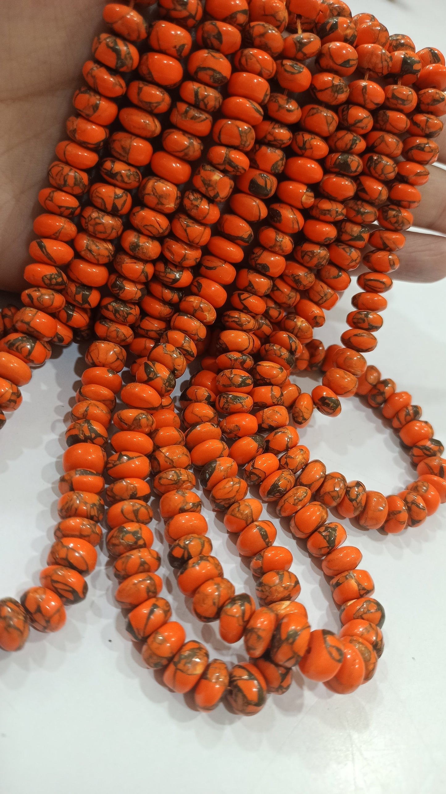 Natural Mohave Carnelian Copper Turquoise Rondelle Plain Beads Sold Per Strand 8 Inches Long Great Quality Mohave Gemstone  Beads