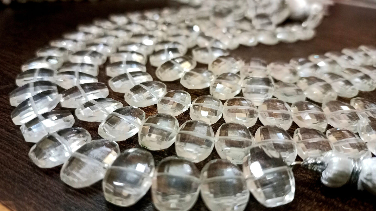 Natural Rock Crystal Fancy Shape Faceted 9x13mm Beads Sold Per Strand 8 inches Long Jewelry Making Beads