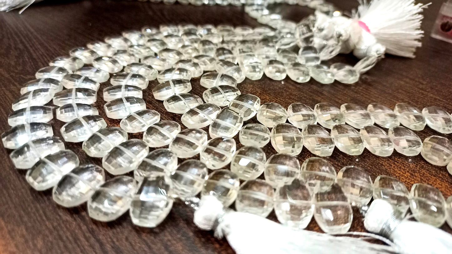 Natural Rock Crystal Fancy Shape Faceted 9x13mm Beads Sold Per Strand 8 inches Long Jewelry Making Beads