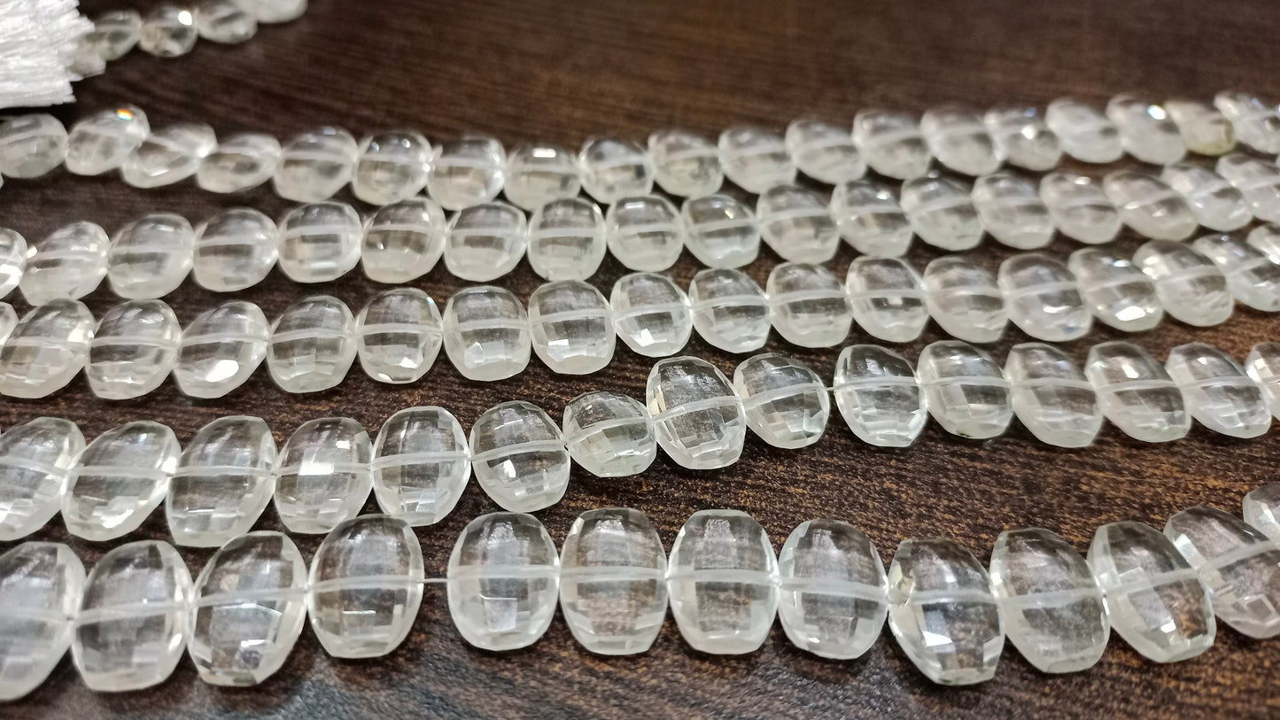 Natural Rock Crystal Fancy Shape Faceted 9x13mm Beads Sold Per Strand 8 inches Long Jewelry Making Beads