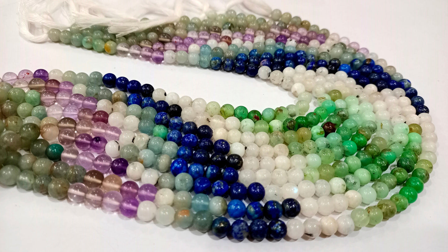 Natural Multi Gemstone Round Plain Smooth 6-7mm Beads Sold Per Strand 8 Inches Long Great Quality Jewelry Making Beads Choose the Design