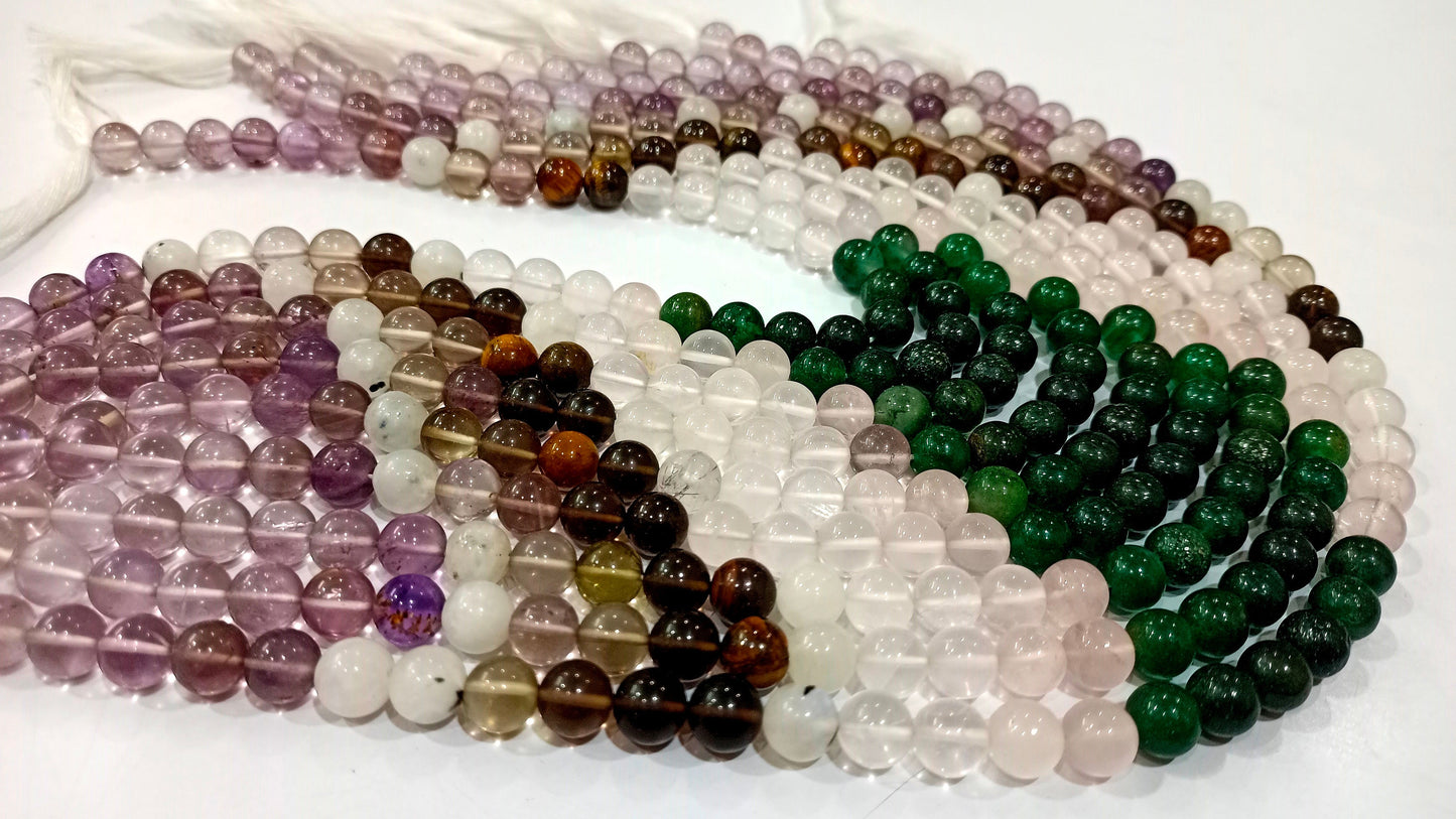 Natural Multi Gemstone Round Plain Smooth 8mm Beads Sold Per Strand 13 Inches Long Great Quality Jewelry Making Beads Choose the Design