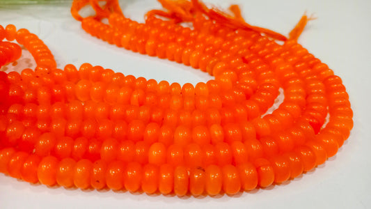 Natural Orange Chalcedony Rondelle Plain Smooth 8mm Gemstone Beads Sold per Strand 8 inches Long Great Quality Jewelry Making Beads