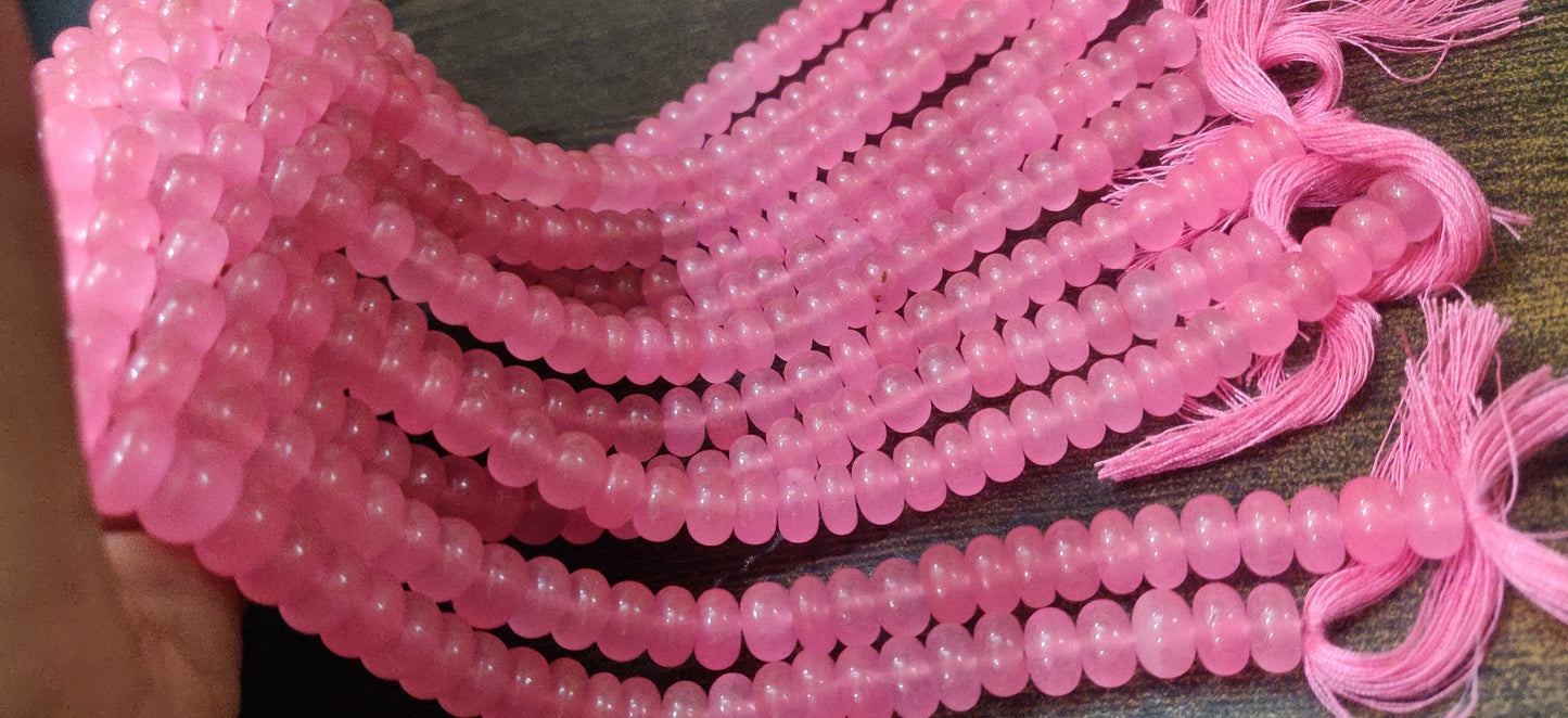 Natural Watermelon Pink Chalcedony Rondelle Plain Smooth 8mm Gemstone Beads Sold per Strand 8 inches Long Great Quality Jewelry Making Beads