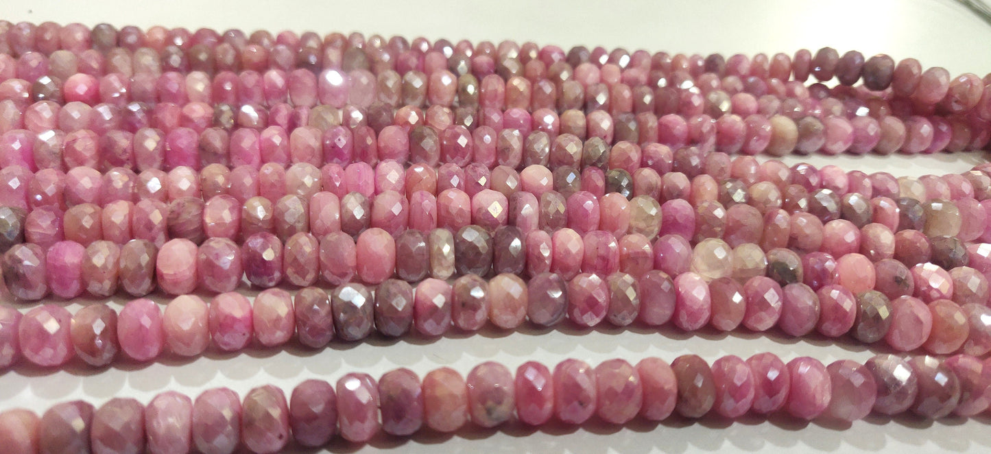 Natural Pink Moonstone Silver AB Mystic Coated Rondelle Faceted 8mm Beads Strand 8 inch long Top Quality Wholesale prices Beads