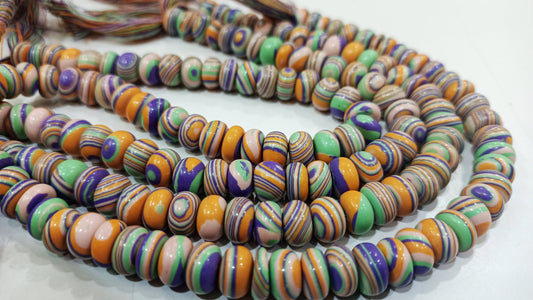 Fordite Agate Multi Color Gemstone Rondelle Plain Smooth 8mm Beads Sold per Strand 8 inches Long Necklace and bracelet Making Beads