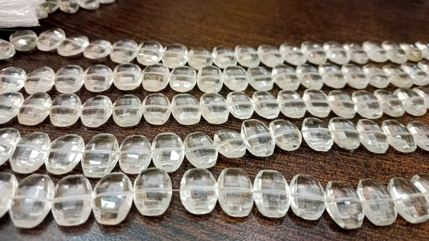 Natural Rock Crystal Fancy Shape Faceted 9x13mm Beads Sold Per Strand 8 inches Long Jewelry Making Beads