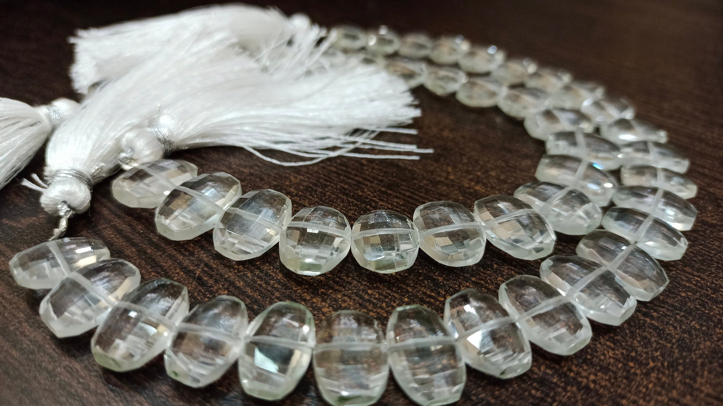 Natural Rock Crystal Fancy Shape Faceted 9x13mm Beads Sold Per Strand 8 inches Long Jewelry Making Beads