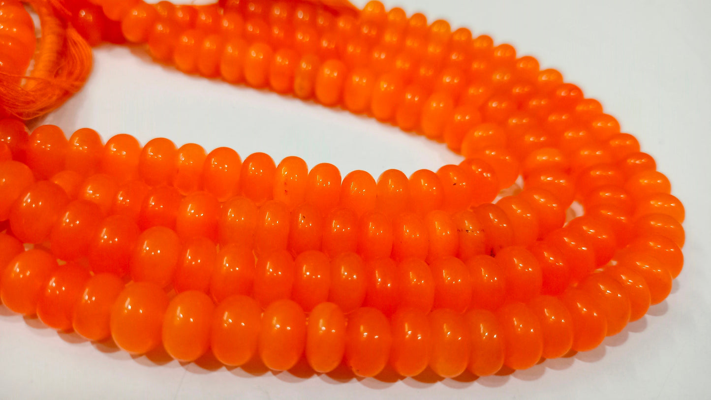 Natural Orange Chalcedony Rondelle Plain Smooth 8mm Gemstone Beads Sold per Strand 8 inches Long Great Quality Jewelry Making Beads