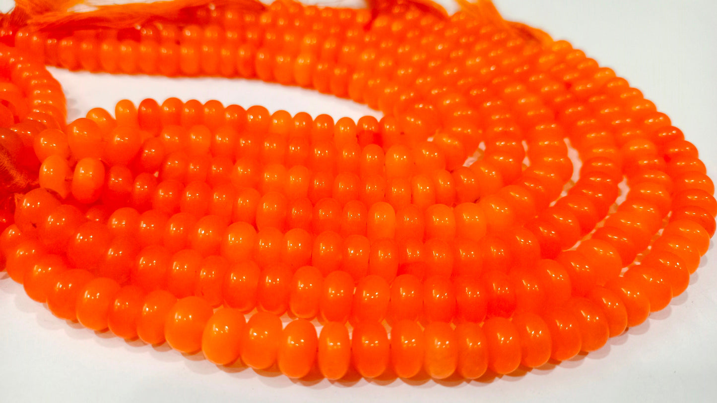 Natural Orange Chalcedony Rondelle Plain Smooth 8mm Gemstone Beads Sold per Strand 8 inches Long Great Quality Jewelry Making Beads