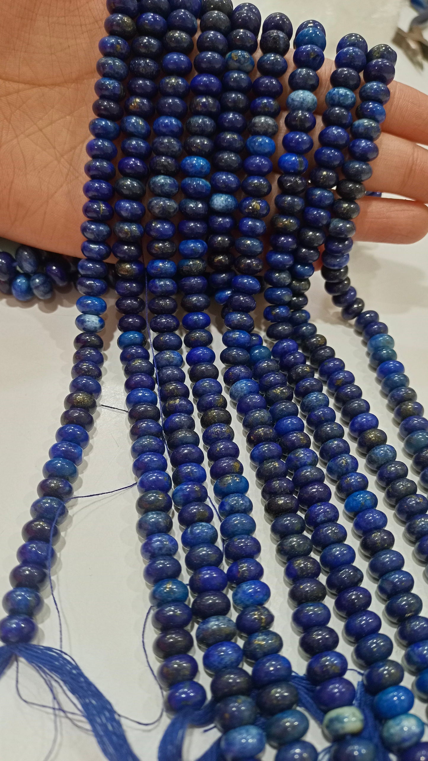 Natural Blue Lapis Lazuli Rondelle plain smooth 8mm Beads Gemstone Beads Sold Per strand 8 inches Long