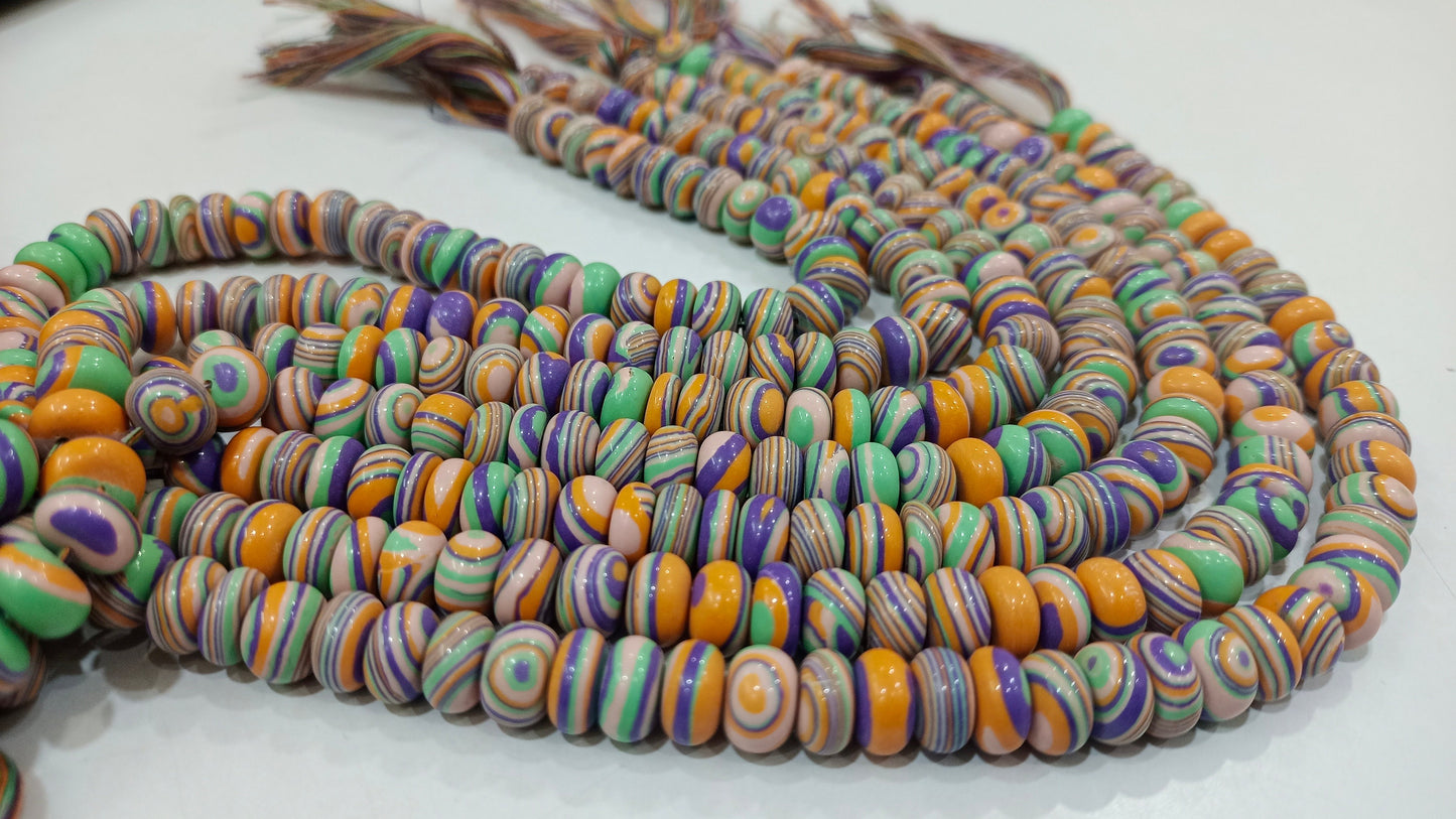 Fordite Agate Multi Color Gemstone Rondelle Plain Smooth 8mm Beads Sold per Strand 8 inches Long Necklace and bracelet Making Beads