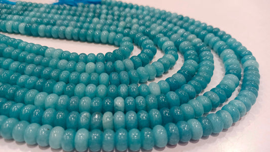 Natural Gemstone Aqua Blue Color  Rondelle plain smooth 8mm Beads Gemstone Beads Sold Per strand 8 inches Long