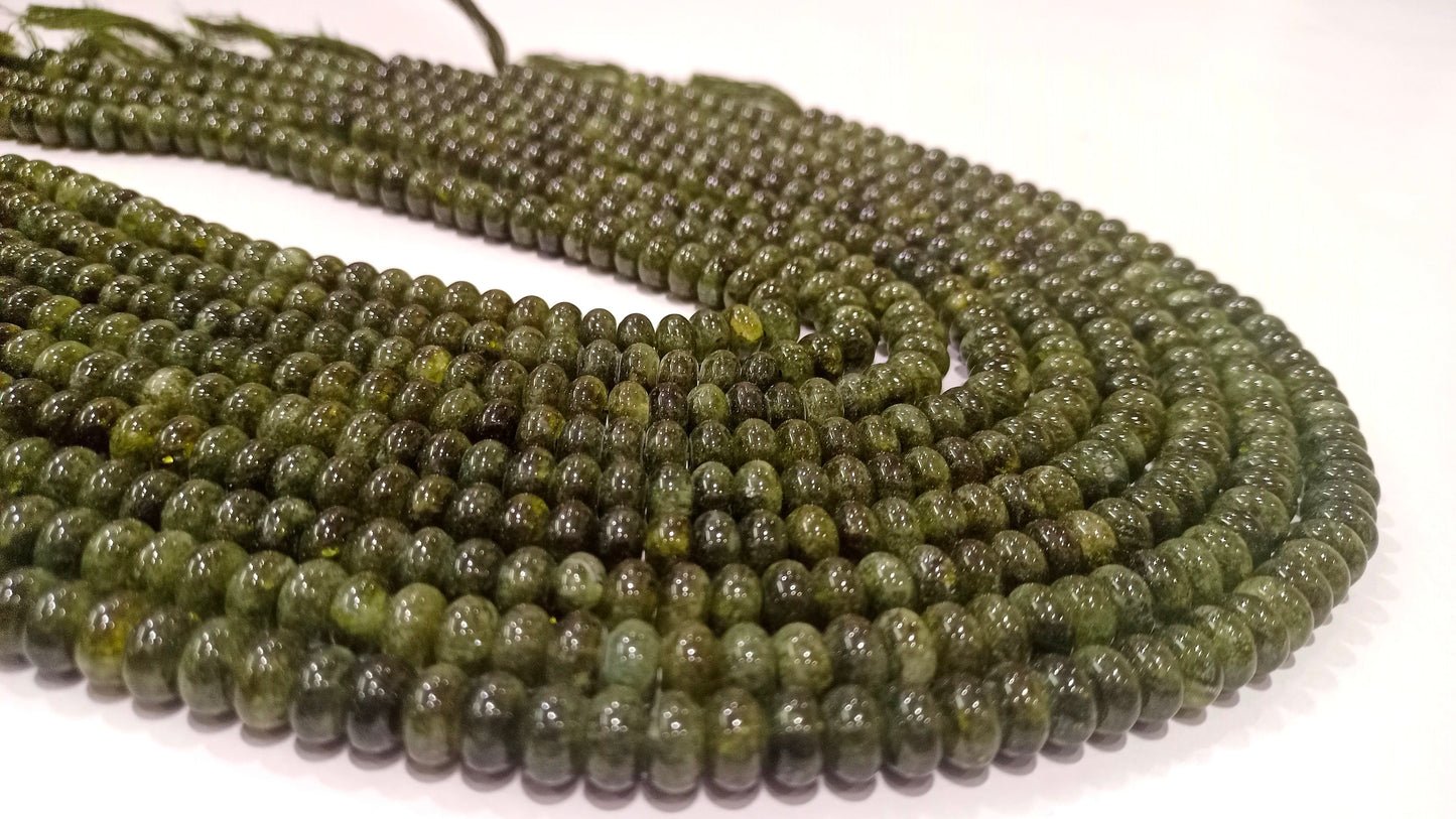Natural Gemstone Green Tourmaline Quartz Rondelle plain smooth 8mm Beads Gemstone Beads Sold Per strand 8 inches Long