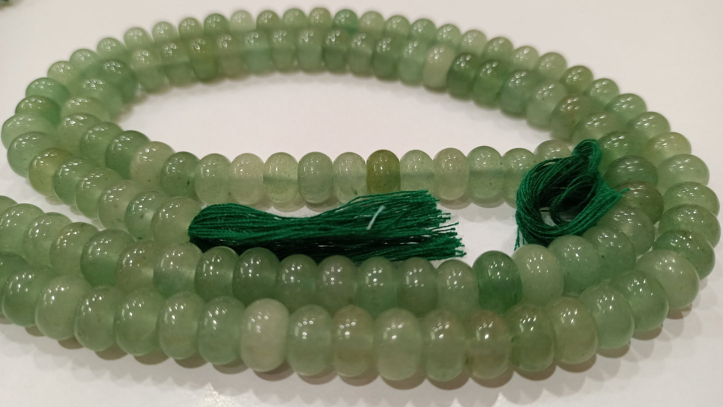 Natural Green Quartz  Rondelle Plain Smooth 8mm Gemstone Beads Sold per Strand 8 inches Long Great Quality Jewelry Making Beads