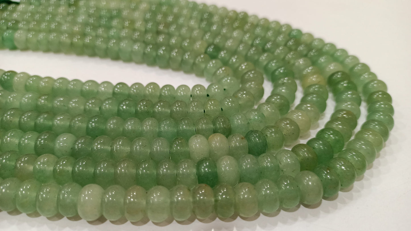 Natural Green Quartz  Rondelle Plain Smooth 8mm Gemstone Beads Sold per Strand 8 inches Long Great Quality Jewelry Making Beads