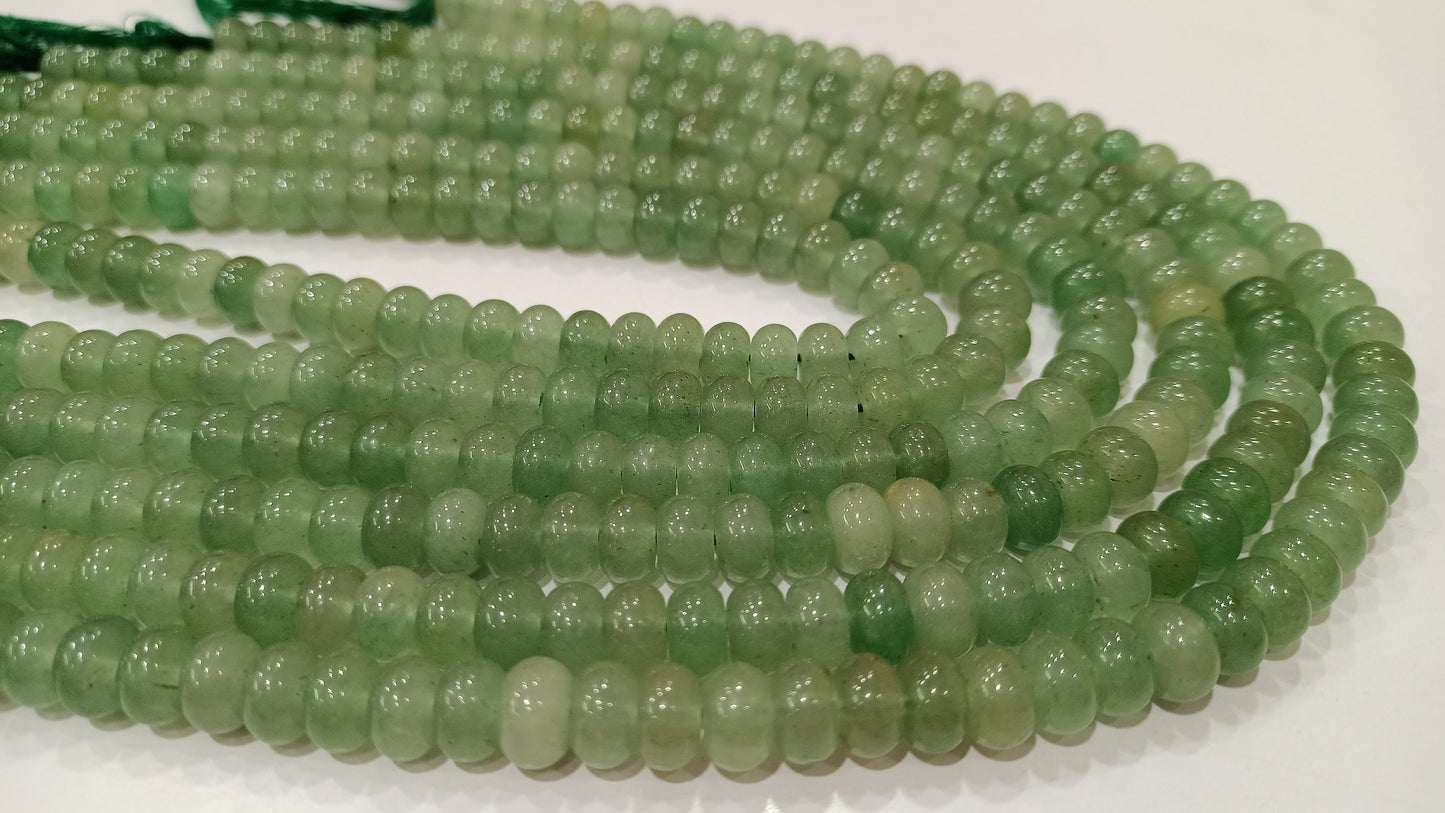 Natural Green Quartz  Rondelle Plain Smooth 8mm Gemstone Beads Sold per Strand 8 inches Long Great Quality Jewelry Making Beads