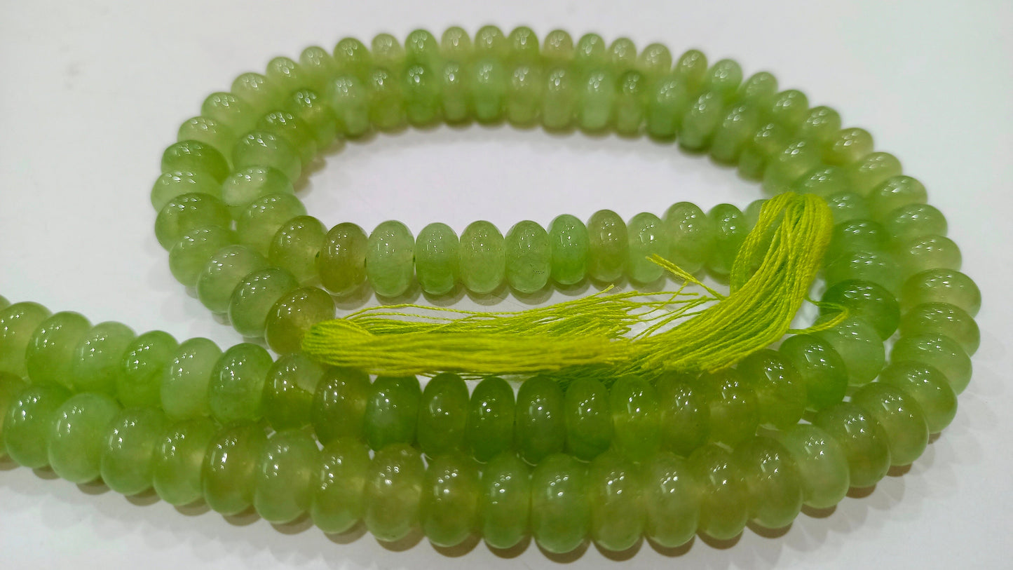 Natural Prehnite Quartz Rondelle Plain Smooth 8mm Gemstone Beads Sold per Strand 8 inches Long Great Quality Jewelry Making Beads