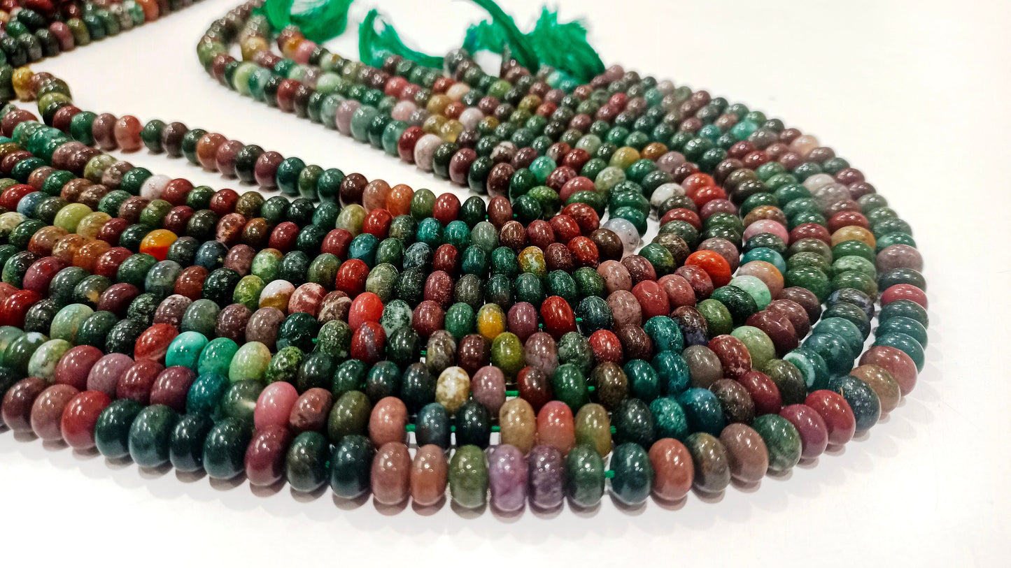 Natural Multi Color Stone Rondelle Plain Smooth 8mm Gemstone Beads Sold Per Strand 8 Inches Long