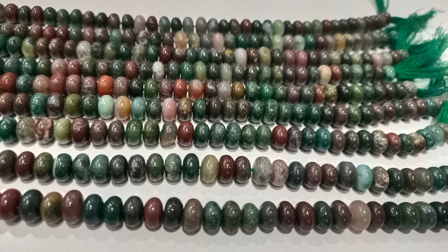 Natural Multi Color Stone Rondelle Plain Smooth 8mm Gemstone Beads Sold Per Strand 8 Inches Long