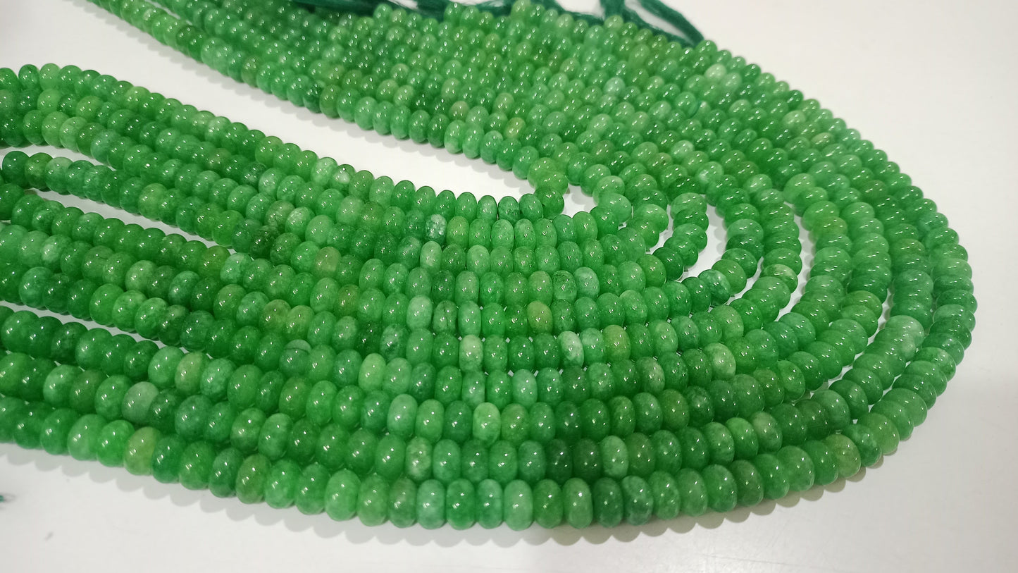 Natural Green Emerald Quartz Stone Rondelle Plain Smooth 8mm Gemstone Beads Sold Per Strand 8 Inches Long