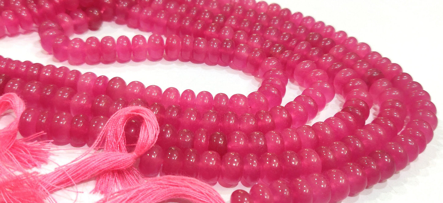 Natural Pink Tourmaline Quartz Rondelle Plain Smooth  Gemstone Beads Sold per strand 8 Inches Long Best quality Beads