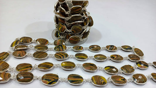 Fordite Quartz Free Shape  Briolette 10 to 15mm Bezel Connector Gemstone Chain Sold Per Foot Great Quality Chain