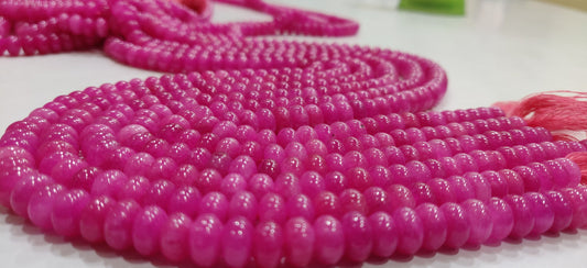 Natural Hot Pink Quartz Rondelle Plain Smooth 8mm Gemstone Beads Sold Per Strand 8 Inches Long